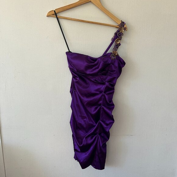 Blondie Nites Dresses & Skirts - Blondie Nites Formal Dress Womens Size 3 Purple Jeweled One Shouler 90s Cruise